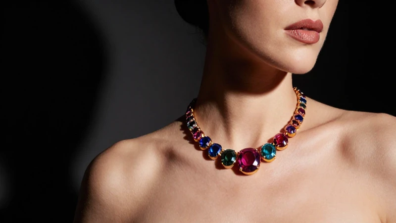 Retrato glamuroso: mujer y collar llamativo