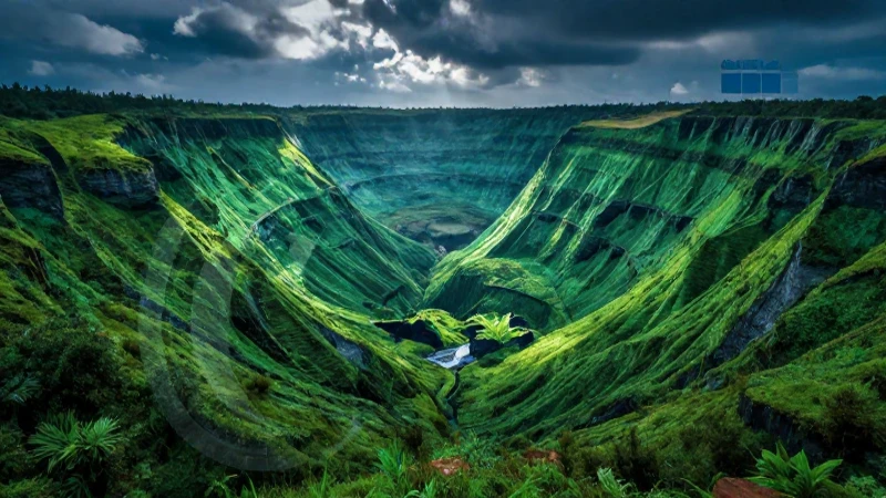 Impactante paisaje minero con contraste y foco