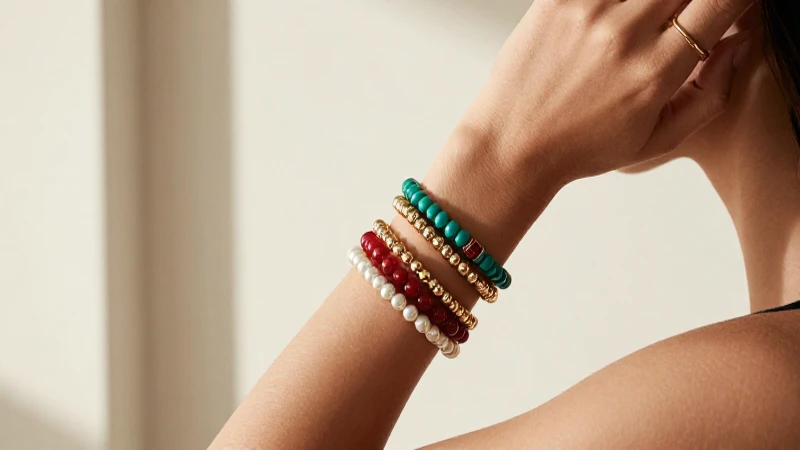 Pulseras de moda sobre fondo cálido y suave