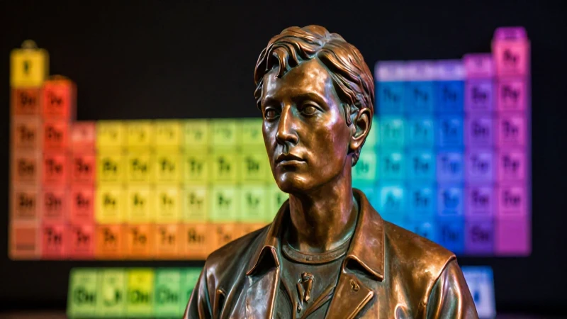 Bronce en la tabla periódica: metales no ferrosos y más 4 Escultura bronce con fondo vibrante y dramático