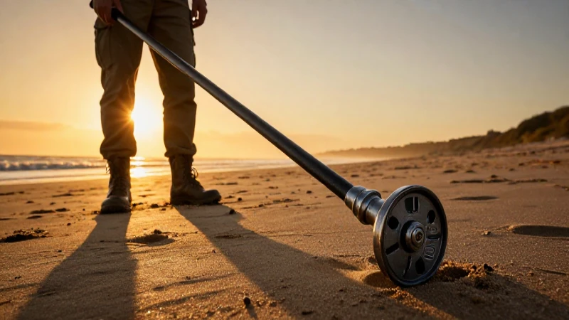 Buscador de tesoros: cómo usar metales en la marina 3 Buscador de tesoros en la playa al atardecer