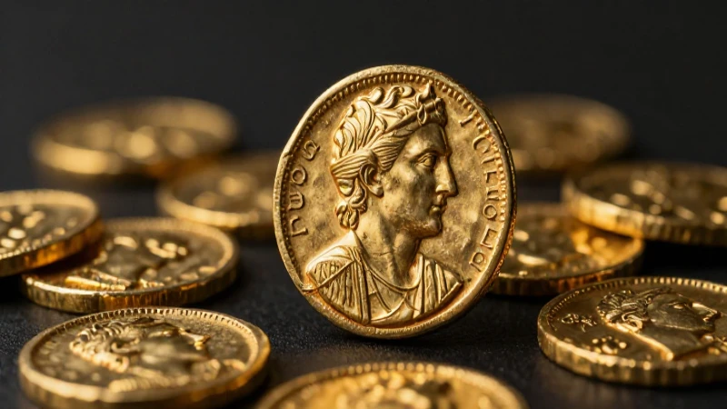 Monedas bizantinas antiguas en luz dorada