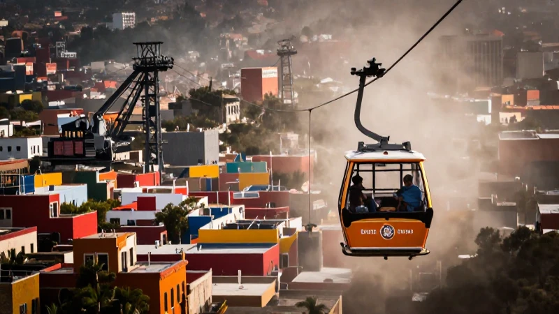 Teleférico asciende sobre una ciudad mexicana vibrante
