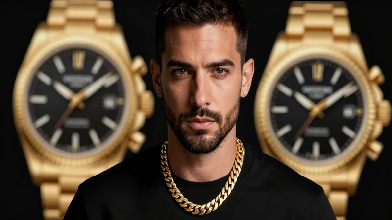 Hombre elegante con cadena de oro destaca