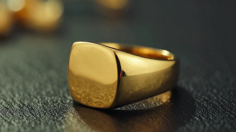 Anillo dorado florentino en primer plano destacado