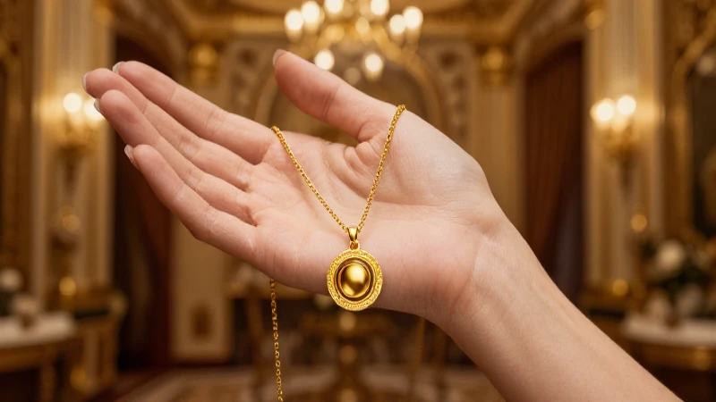 Collar dorado elegante en toma dramática