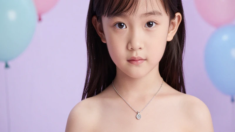 Cadenas de oro y joyas de plata personalizadas para niñas 2 Niña con collar y luz suave, profesional
