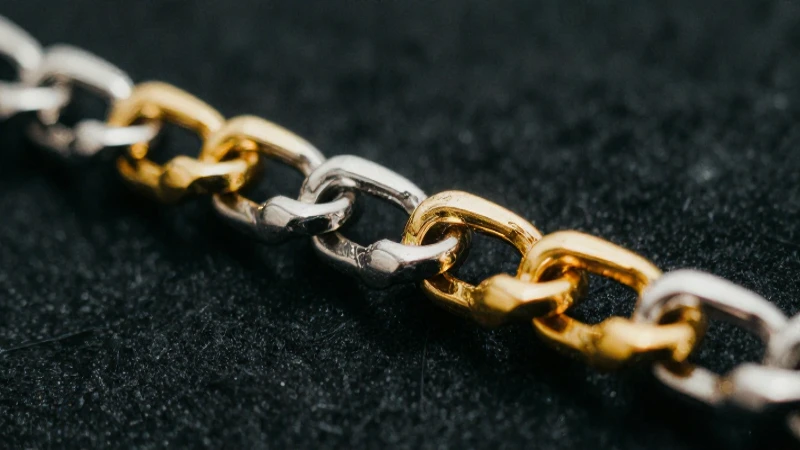 Cadena plateada con brillo dorado elegante