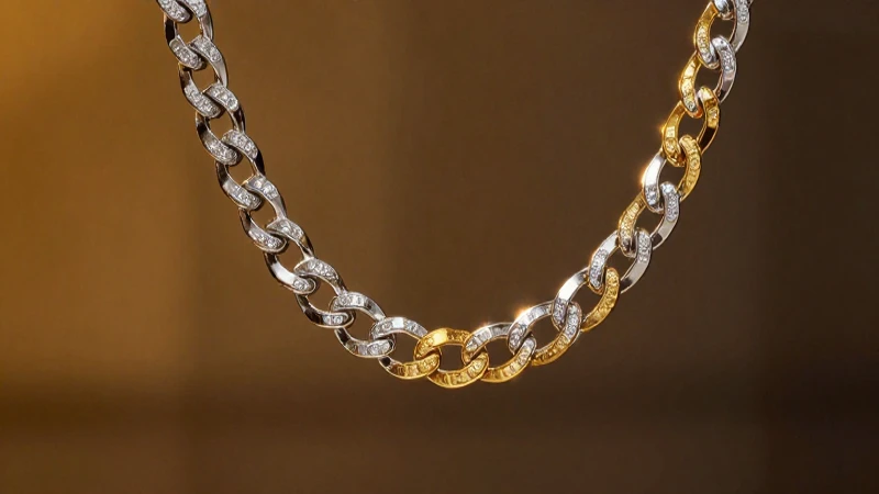 Cadena dorada brillante en primer plano