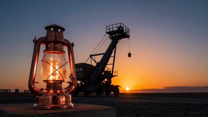 Minería moderna al atardecer, rica en color