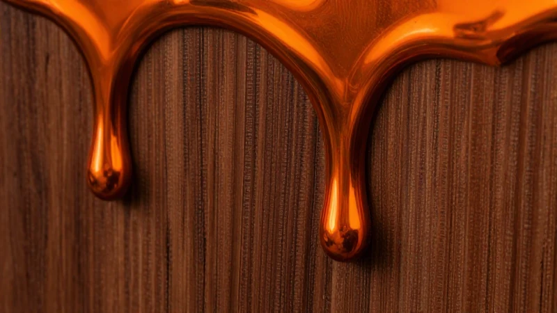 Gota naranja brillante sobre madera pulida