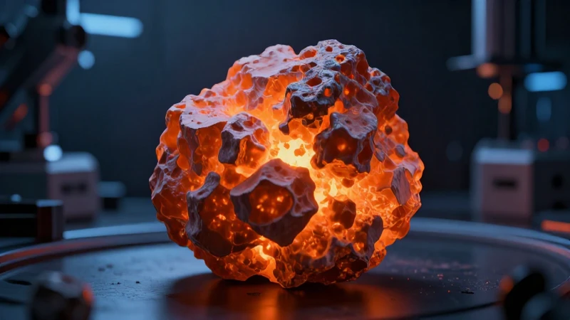 Mineral brillante en laboratorio futurista cinematográfico