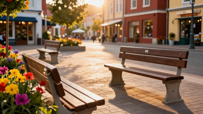 Plaza vibrante, cálida y con encanto