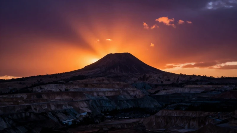 Impresionante paisaje minero al atardecer dramático