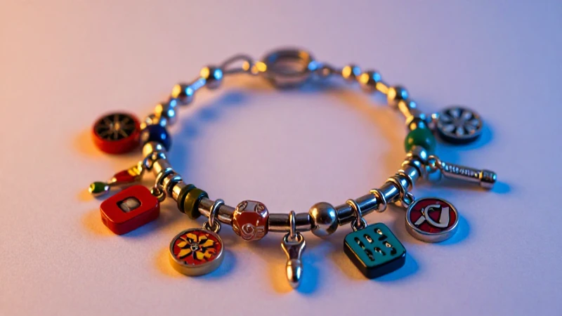 Pulsera con encantos vibrantes en primer plano