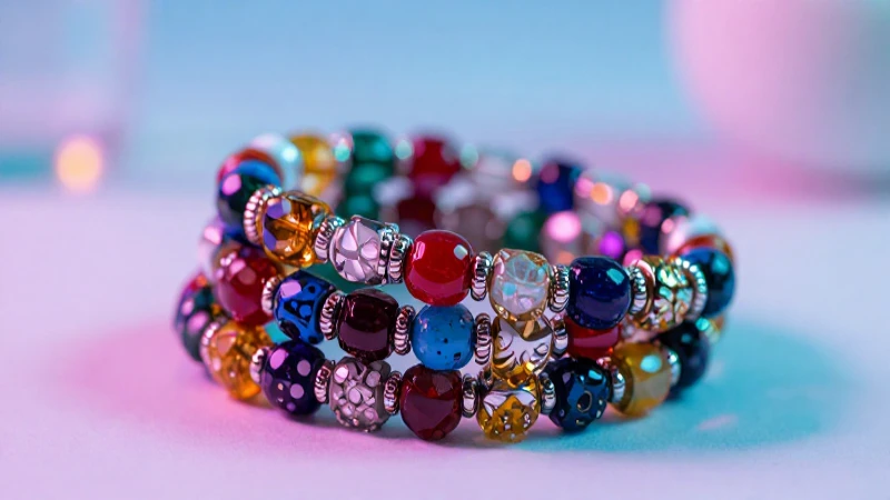 Pulseras vibrantes y brillantes, luz cinematográfica