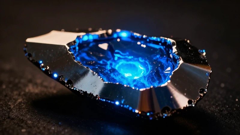 Fragmento metálico brillante, altamente detallado y fotorealista