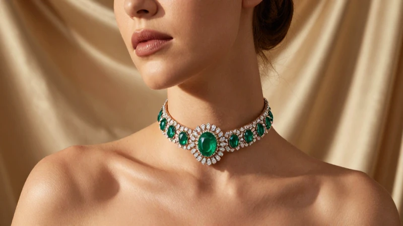 Retrato lujoso: mujer con collar elegante