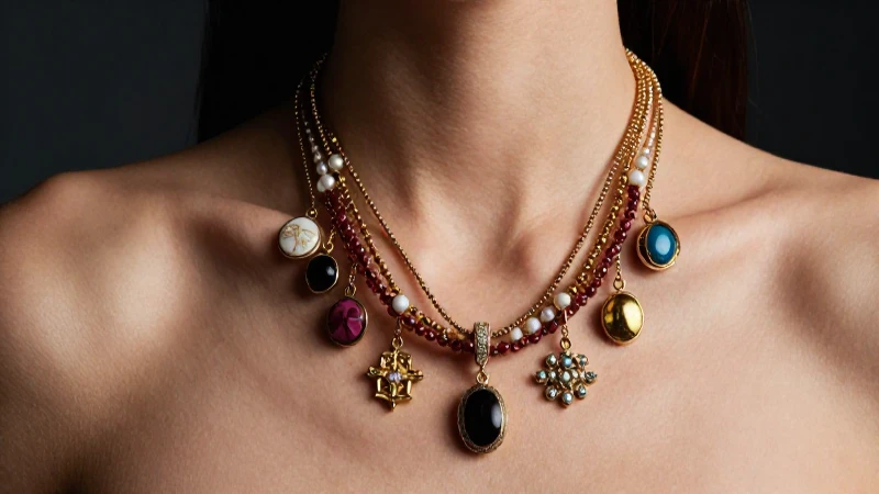 Retrato elegante con collares y sombras suaves