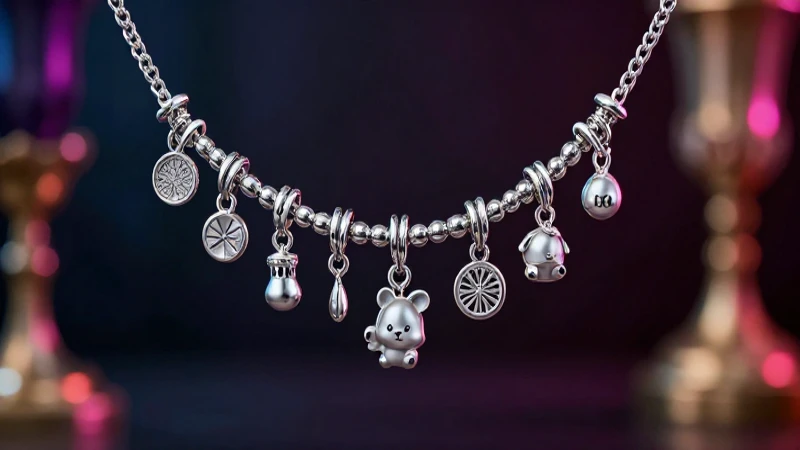 Pulsera de charms elegante, joyería de plata
