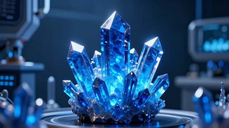 Cristales azules resplandecen en laboratorio futurista