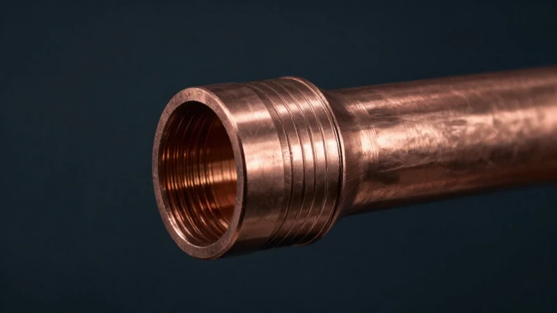 Tubo de cobre brillante con contraste cinematográfico