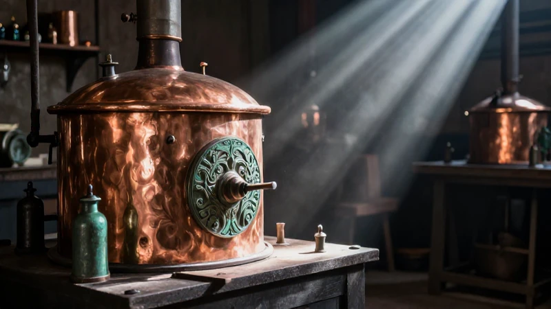 Taller medieval en bronce con luz dramática