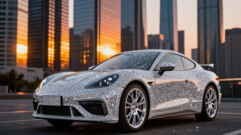 Coche lujoso al atardecer con detalles cinematográficos