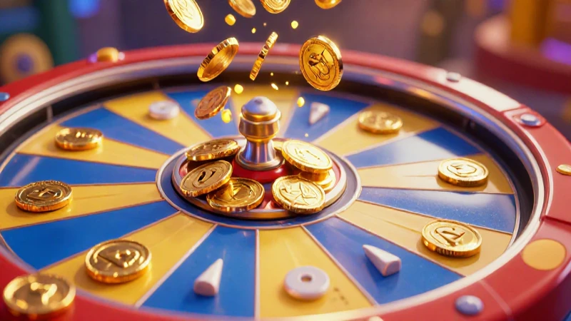 Monedas brillantes en una rueda dinámica
