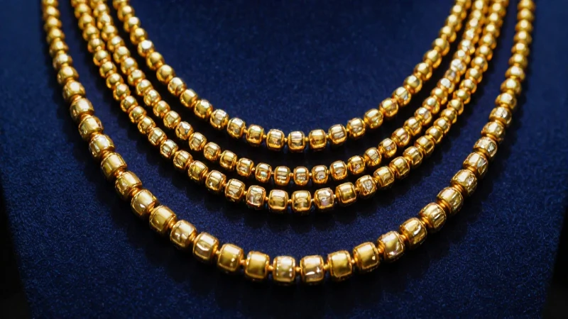 Collares dorados lujosos resaltan con elegancia