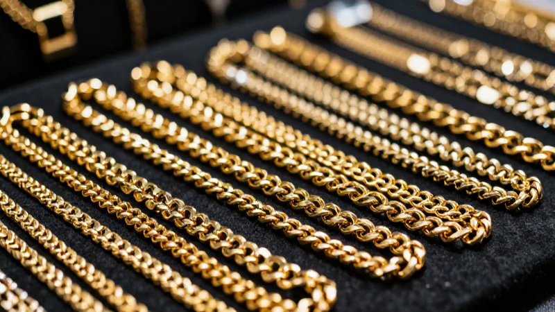 Joyas doradas en primer plano, muy elegantes