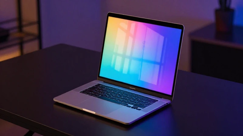 Portátil brillante en moderno espacio de trabajo