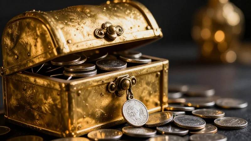 Cofre dorado revela monedas antiguas con dramatismo
