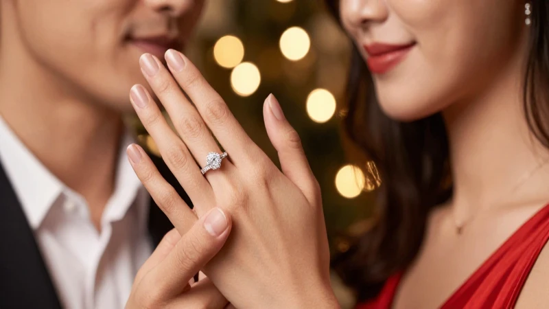 Cómo elegir el anillo de compromiso perfecto para tu pareja 3 Pareja elegante resalta en suave luz cálida