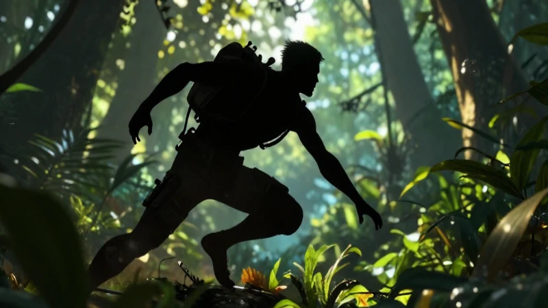 Caza impactante en jungla hiperrealista y vibrante
