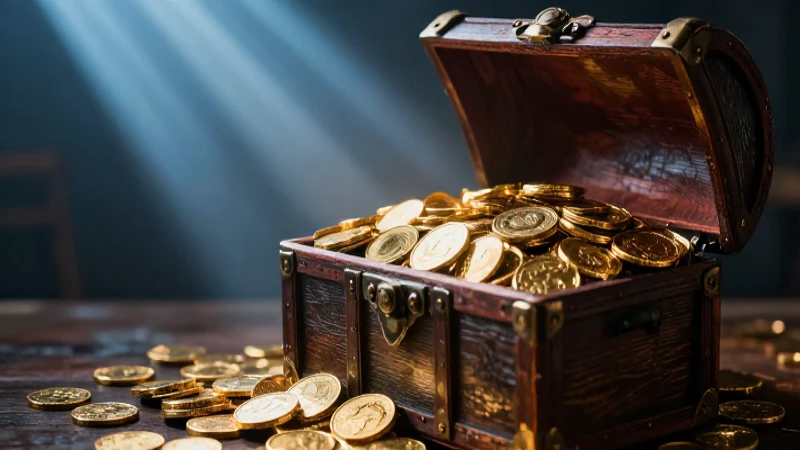 Cazador épico con tesoro dorado iluminado