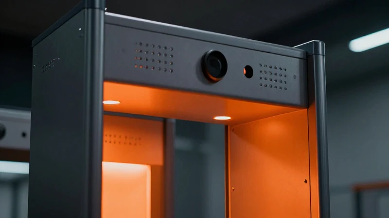 Seguridad futurista: escáner metálico impactante
