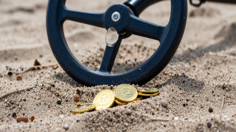Monedas doradas brillan bajo la arena