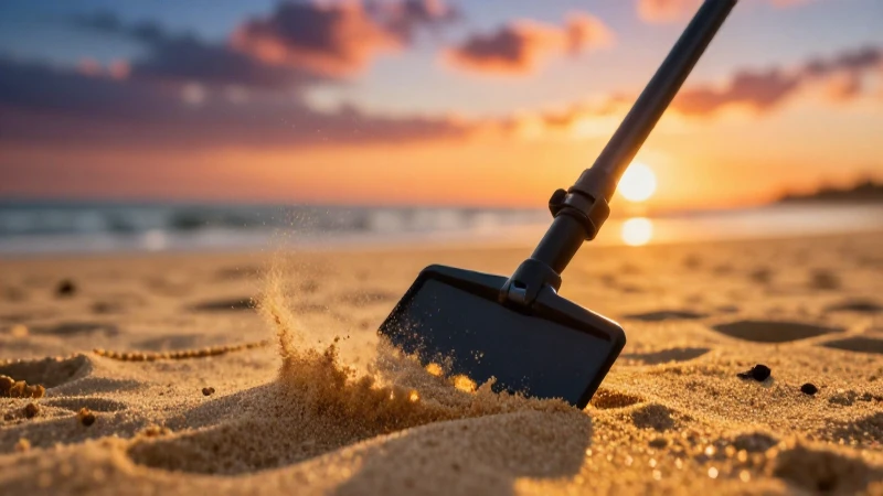 Cómo hacer detectores de metales caseros para la playa 4 Buscando tesoros en la playa al atardecer