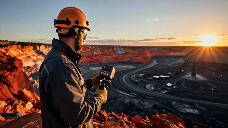Minería dramática y vibrante con luz dorada