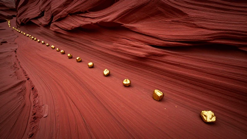 Paisaje rojo espectacular con detalles dorados