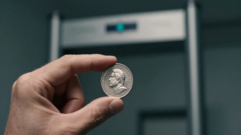 Cómo interferir la señal de un detector de metales 2 Mano elegante sostiene moneda en primer plano vibrante