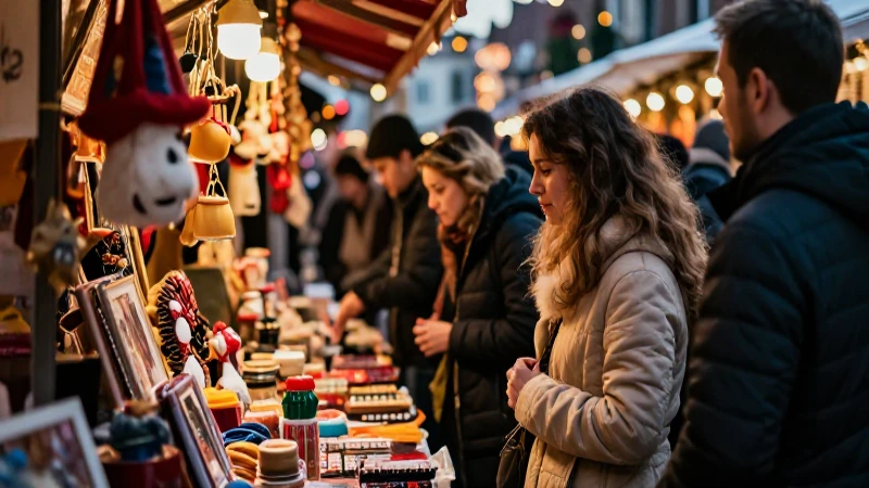 Mercado festivo, vibrante y cautivador