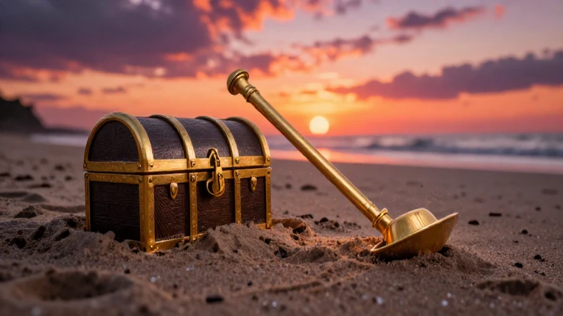 Detectan tesoro en la playa al atardecer