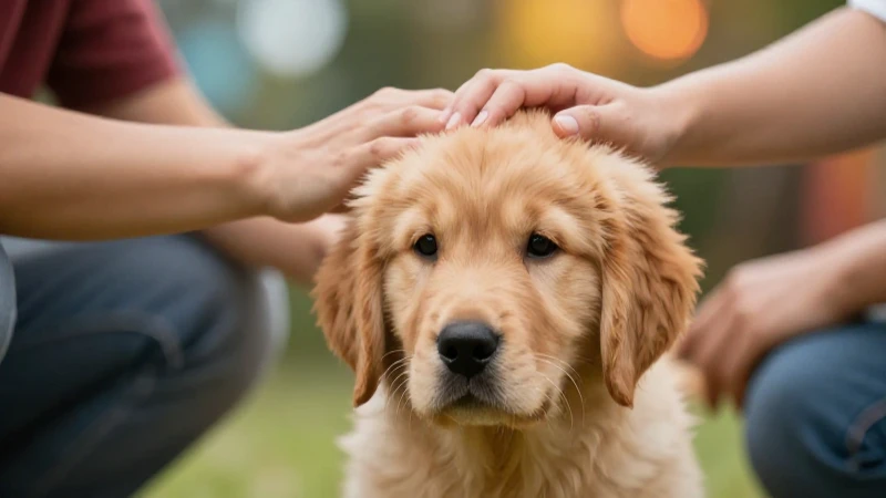Cachorro dorado recibe cariño en imagen cálida