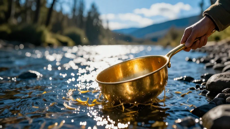 Pan dorado revela destellos brillantes en río