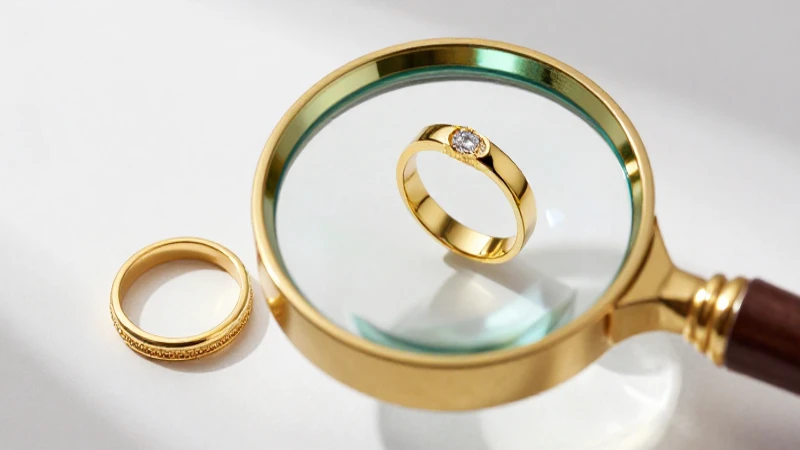 Cómo saber si una joya es de oro verdadero: Guía práctica 5 Joyas doradas lujosas bajo lupa brillante