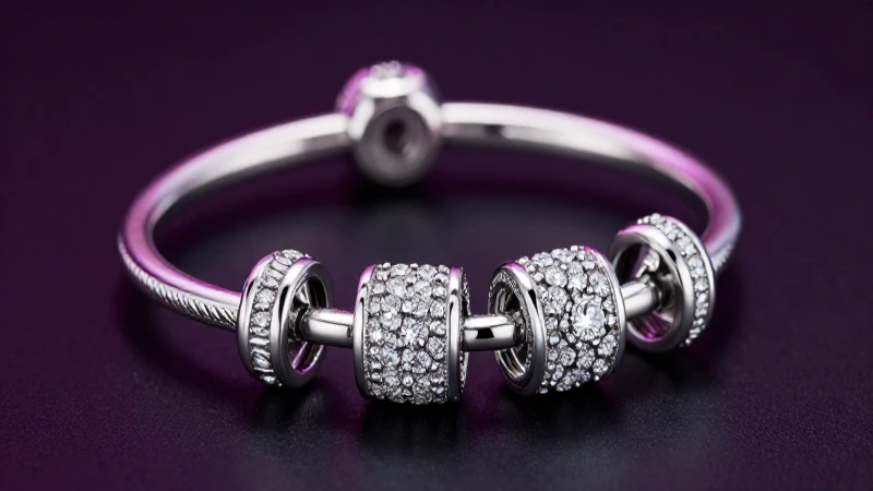 Pulsera Pandora brillante, fotografía elegante y llamativa