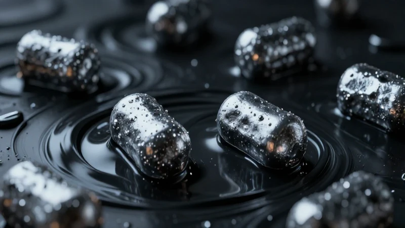 Nanopartículas plateadas en mercurio bajo luz dramática