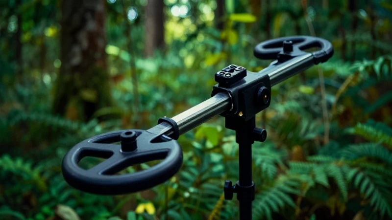 Detectores metálicos en bosque, dramático y cinematográfico